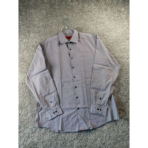 Alfani Button Up Shirt Adult Extra Large 17 1/2 Gray White Cotton Blend Mens - Picture 3 of 9